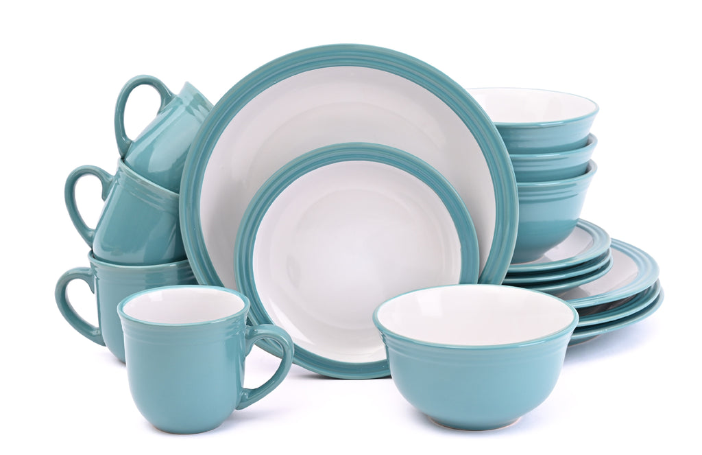 *** SPECIAL OFFER *** Waterside 16pc Camden Teal Stoneware Dinner Set (video attached)