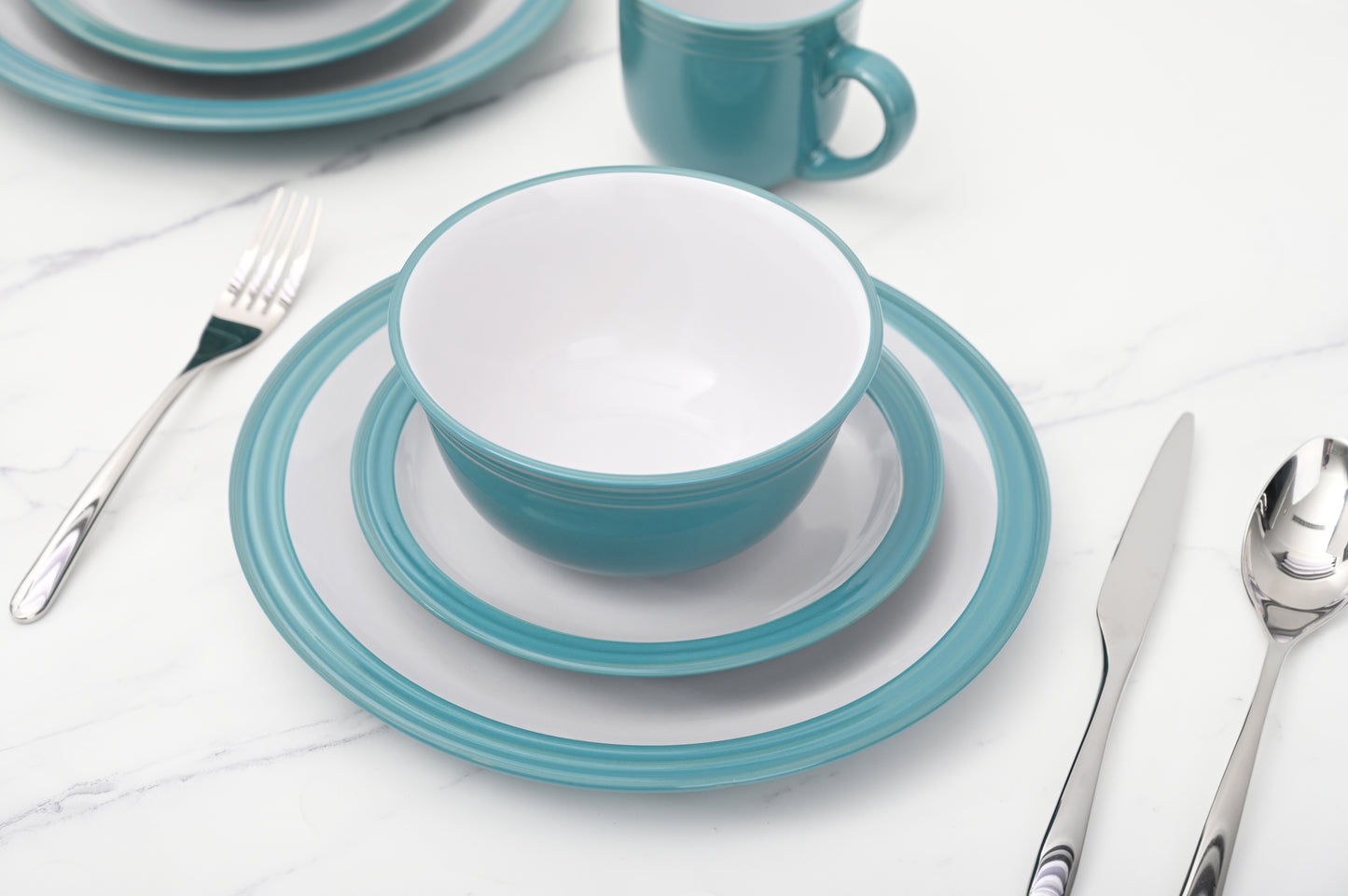 Camden Teal Stoneware Dinnerware Set, 16 Pieces