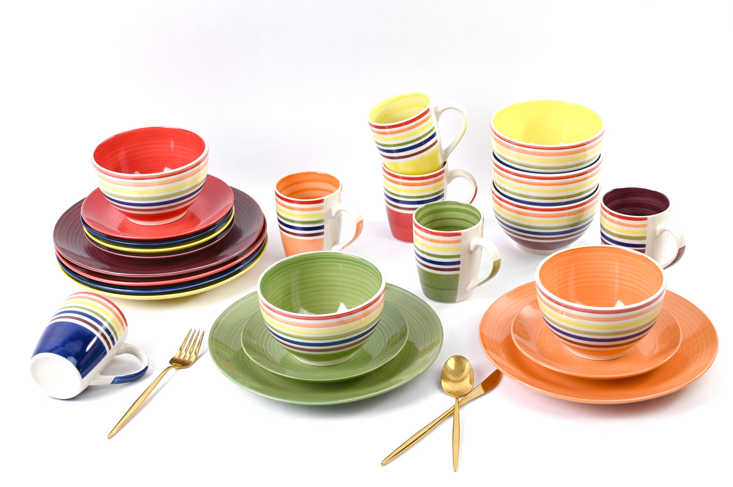Spinwash Stripe Stoneware Dinnerware Set, 24 Pieces