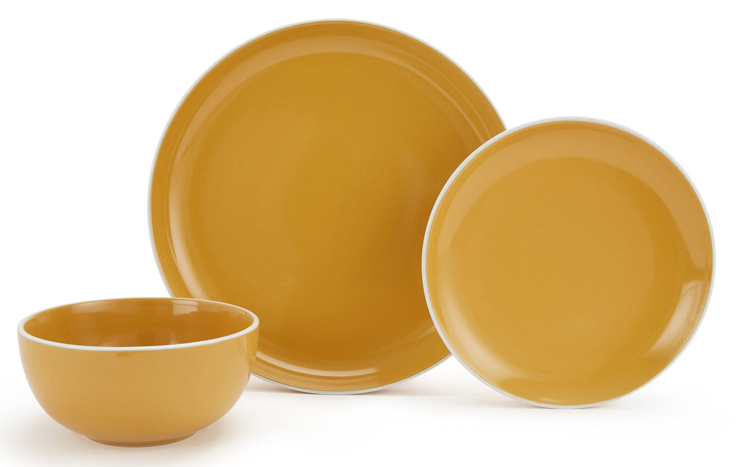 Waterside Saffron Yellow Stoneware Dinnerware Set, 12 Pieces