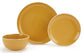 Waterside Saffron Yellow Stoneware Dinnerware Set, 12 Pieces