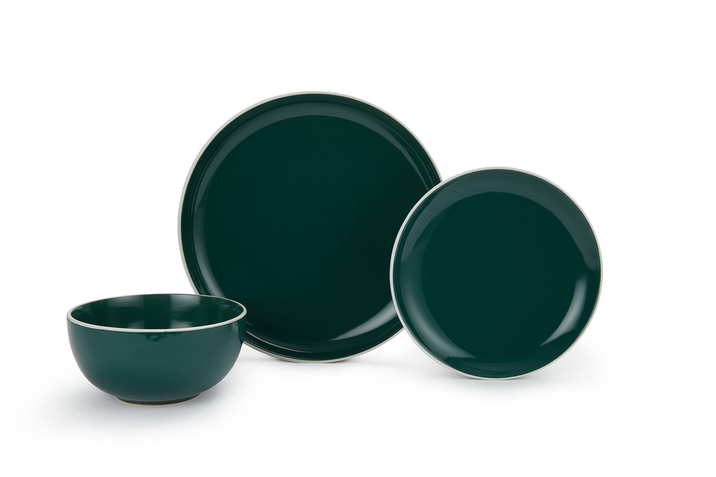 Waterside Emerald Green Stoneware Dinnerware Set, 12 Pieces