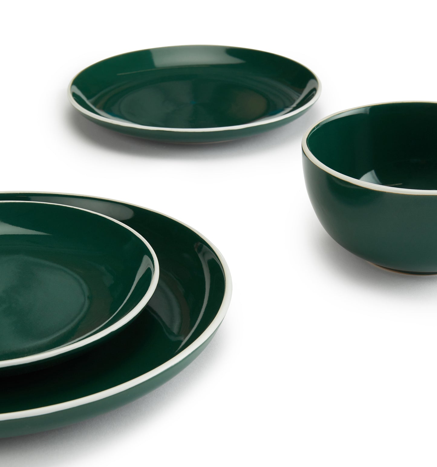 Waterside Emerald Green Stoneware Dinnerware Set, 12 Pieces