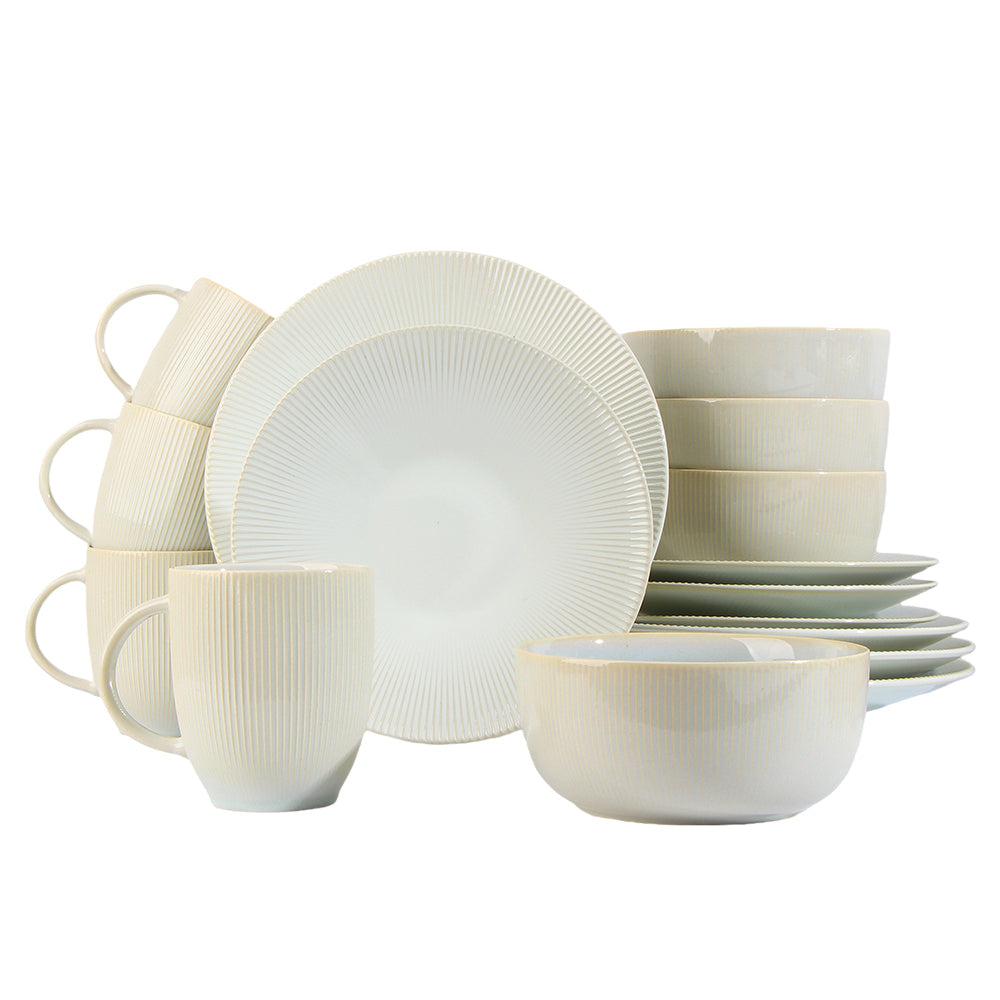 *** SPECIAL OFFER *** Waterside 16pc Reactive Glaze Cream Stoneware Dinner Set