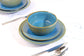 Reactive Glaze Blue Stoneware Dinner Set, 16 Pieces