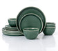 Green Reactive Glaze Stoneware Dinnerware Set, 12 Pieces