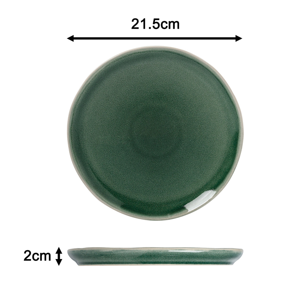 Waterside 12pc Green Reactive Glaze Stoneware Dinnerware Set (video attached)