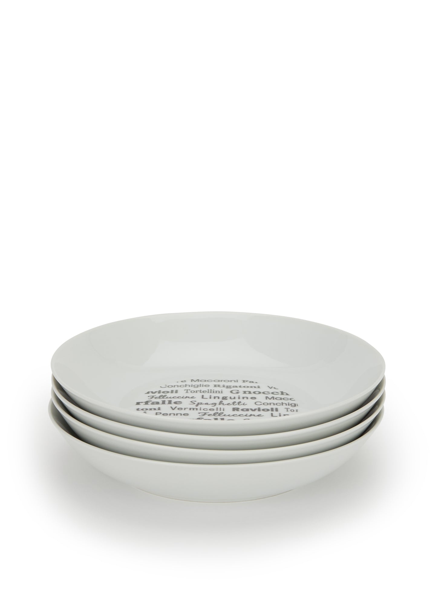 Black Script Porcelain Pasta Set, 5 Pieces