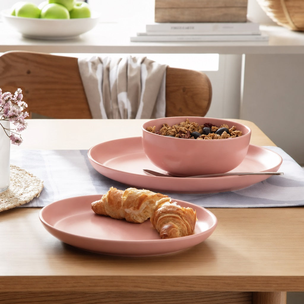 Waterside 12pc Blush Pink Lipped Stoneware Dinner Set