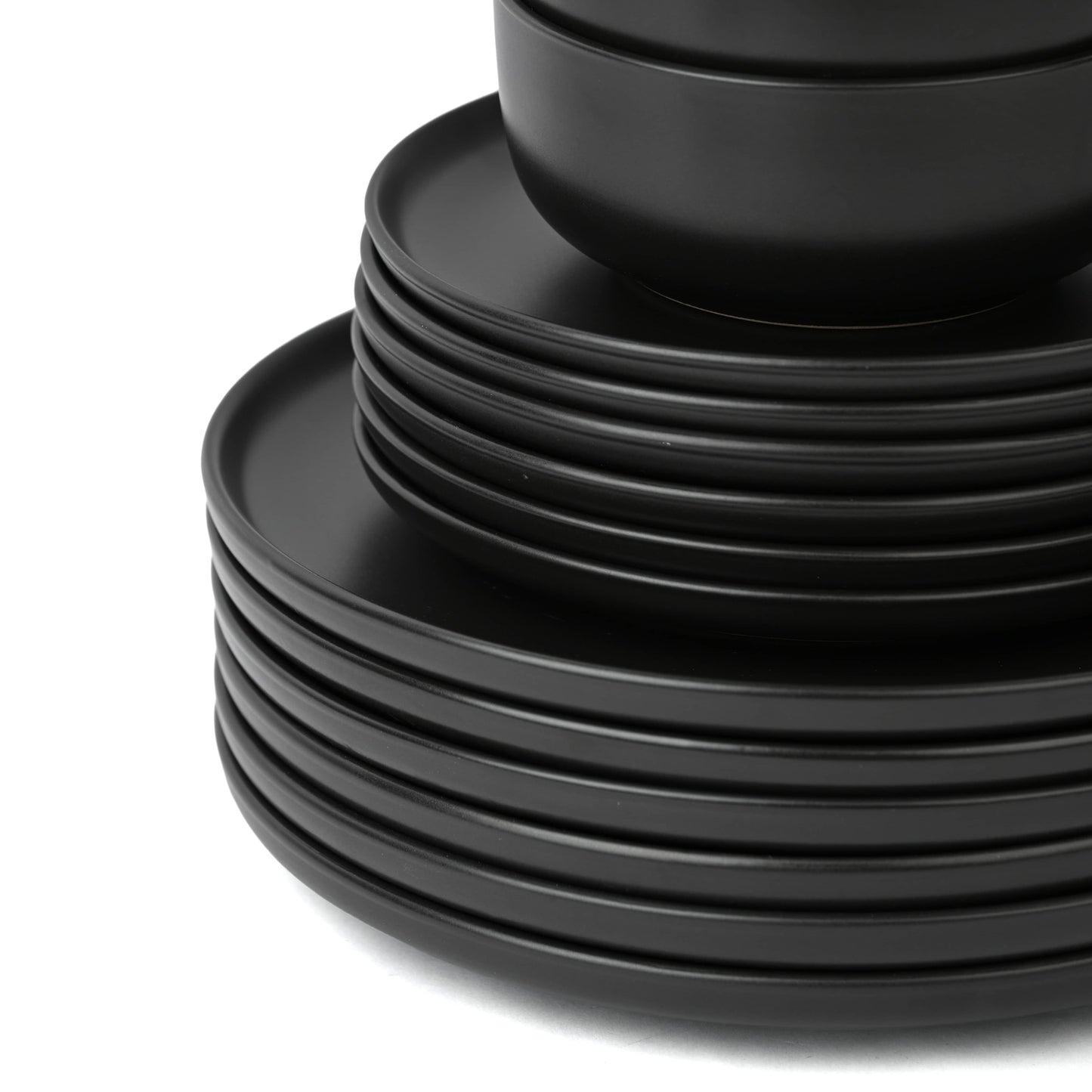 Solid Black Stoneware Dinner Set, 16 Pieces