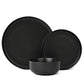 Solid Black Stoneware Dinner Set, 16 Pieces