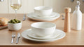 Waterside 12pc Atelier – Moderne Porcelain Dining Set, Contemporary White Tableware Set