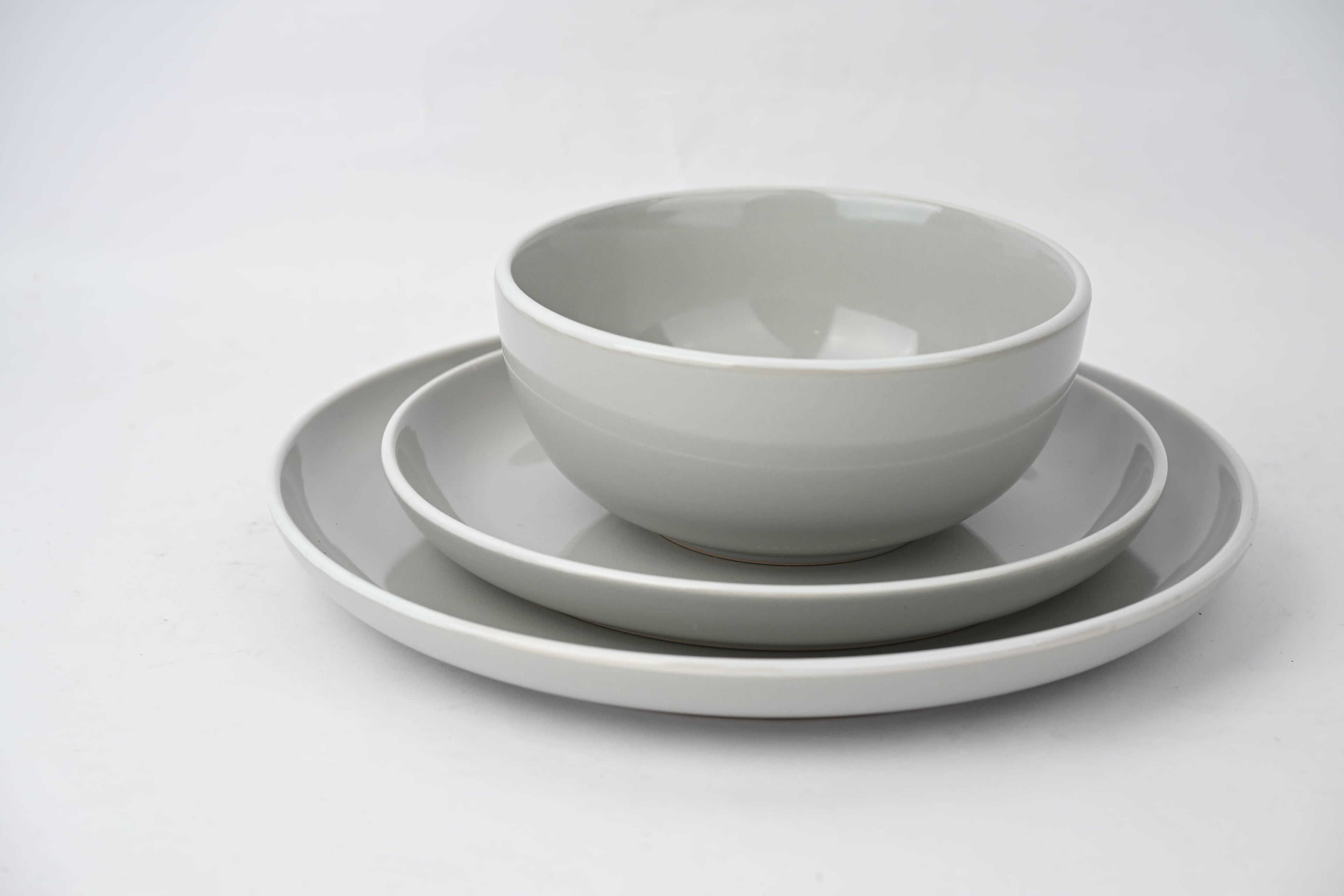 Waterside 12pc Grey Stoneware Dinnerware Set (video attached)
