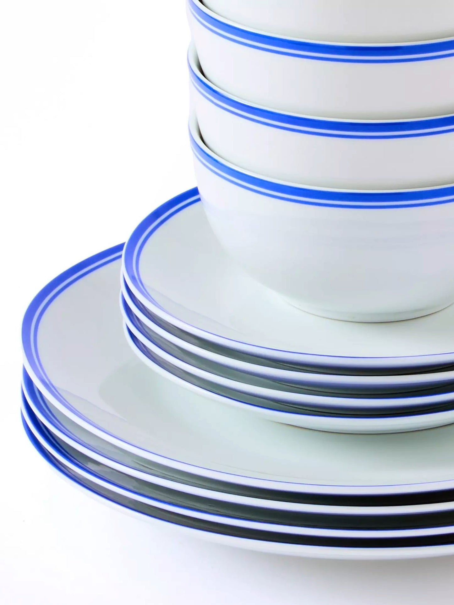 St Ives Stripe Porcelain Dinnerware Set - Blue, 16 Pieces