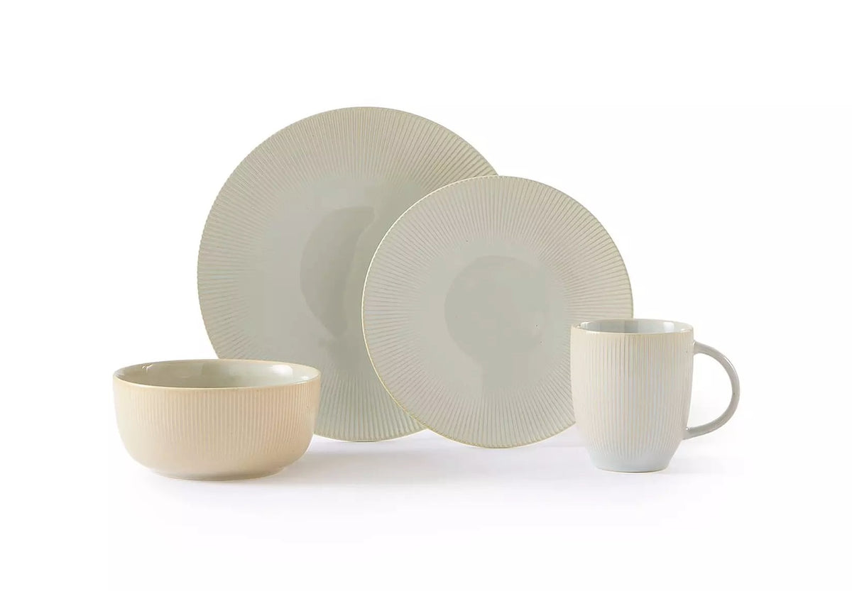 *** REACTIVE GLAZE OFFER *** Waterside 16pc Reactive Glaze Cream Stoneware Dinner Set