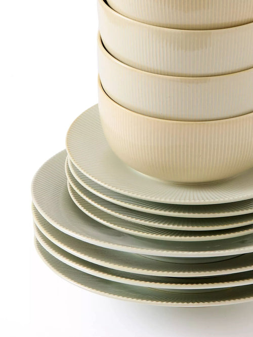 *** REACTIVE GLAZE OFFER *** Waterside 16pc Reactive Glaze Cream Stoneware Dinner Set