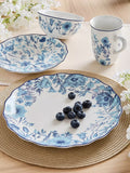 Waterside 16pc Blue Floral Porcelain Dinnerware Set