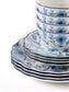 Blue Floral Porcelain Dinnerware Set, 16 Pieces