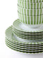 Green Split Stripe Porcelain Dinnerware Set, 24 Pieces