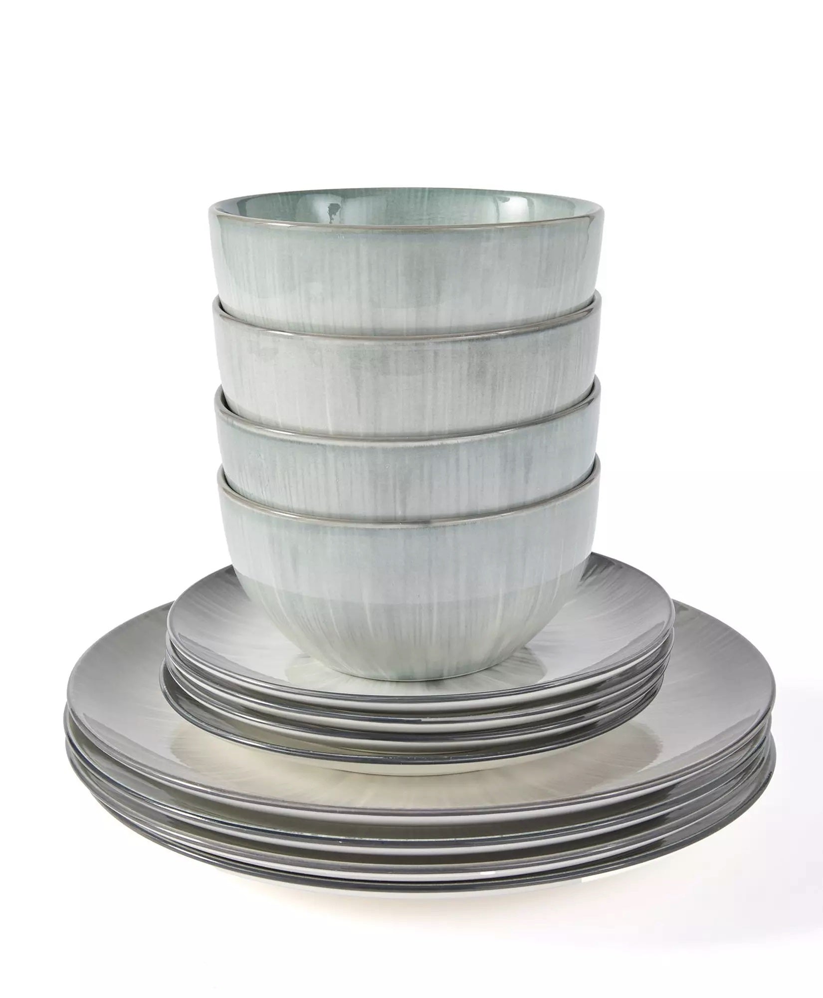 Waterside 12pc Grey Star Reactive Glaze Porcelain Dinner Set