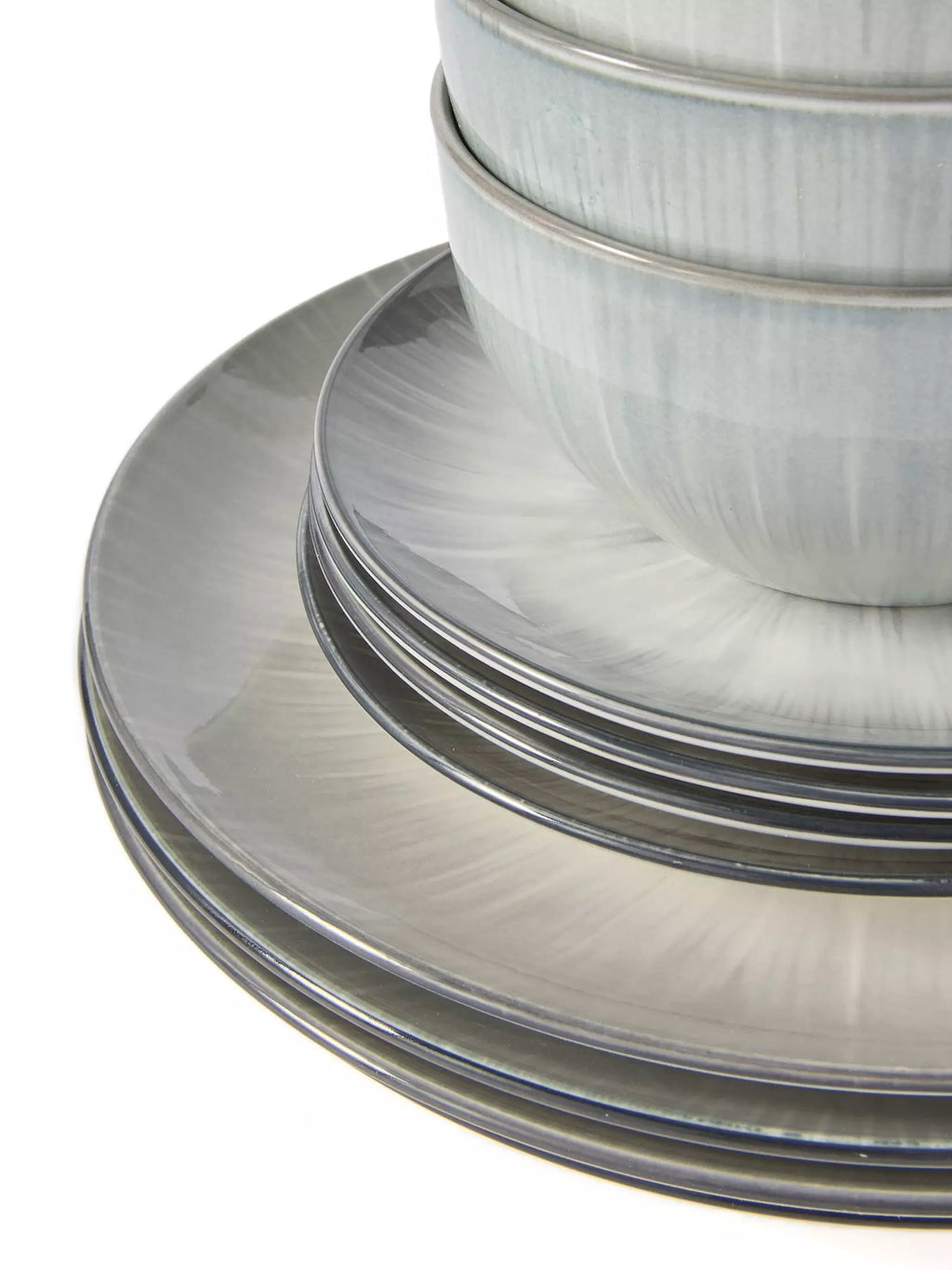 Waterside 12pc Grey Star Reactive Glaze Porcelain Dinner Set