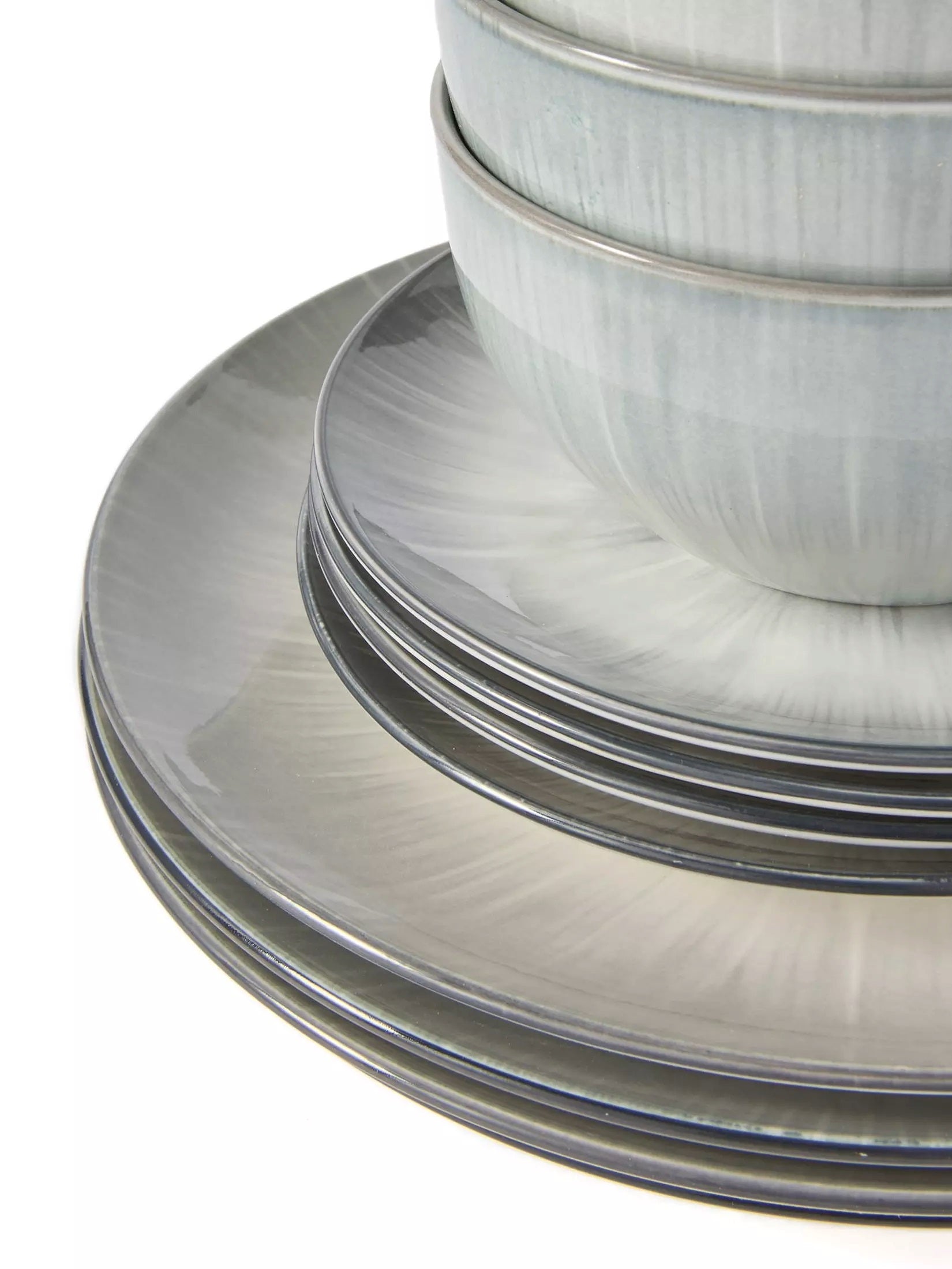 Waterside 12pc Grey Star Reactive Glaze Porcelain Dinner Set