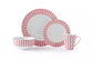Pastel Pink Split Stripe Porcelain Dinnerware Set, 24 Pieces