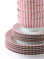 Pastel Pink Split Stripe Porcelain Dinnerware Set, 24 Pieces