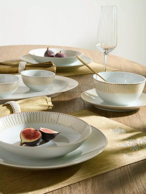 50pc Waterside GOLD Radiance Porcelain Dinnerware Set (video attached)