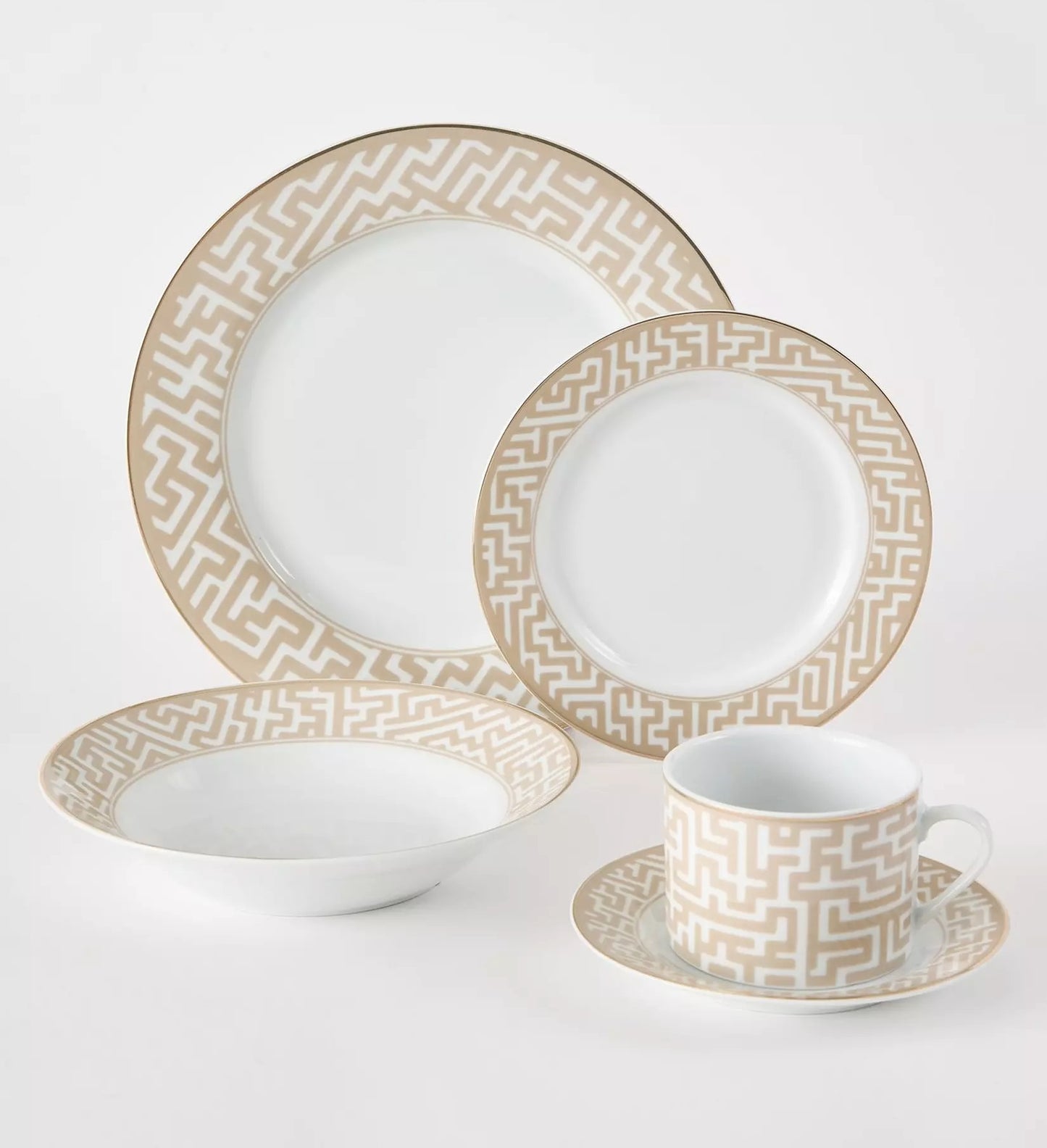 *** XMAS SPECIAL *** Mosaic Christmas Cream & Gold Porcelain Dinnerware, 20 Pieces