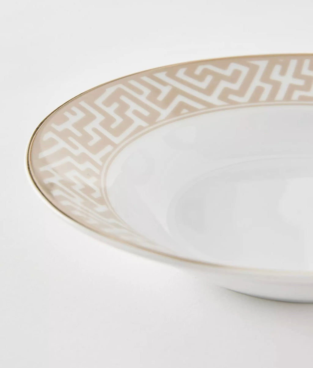 Waterside 20pc Mosaic Cream & Gold Porcelain Dinnerware (video attached)