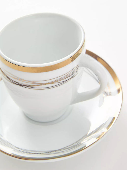 35pc Waterside Gold Swirl Porcelain Dinnerware Set (video attached)