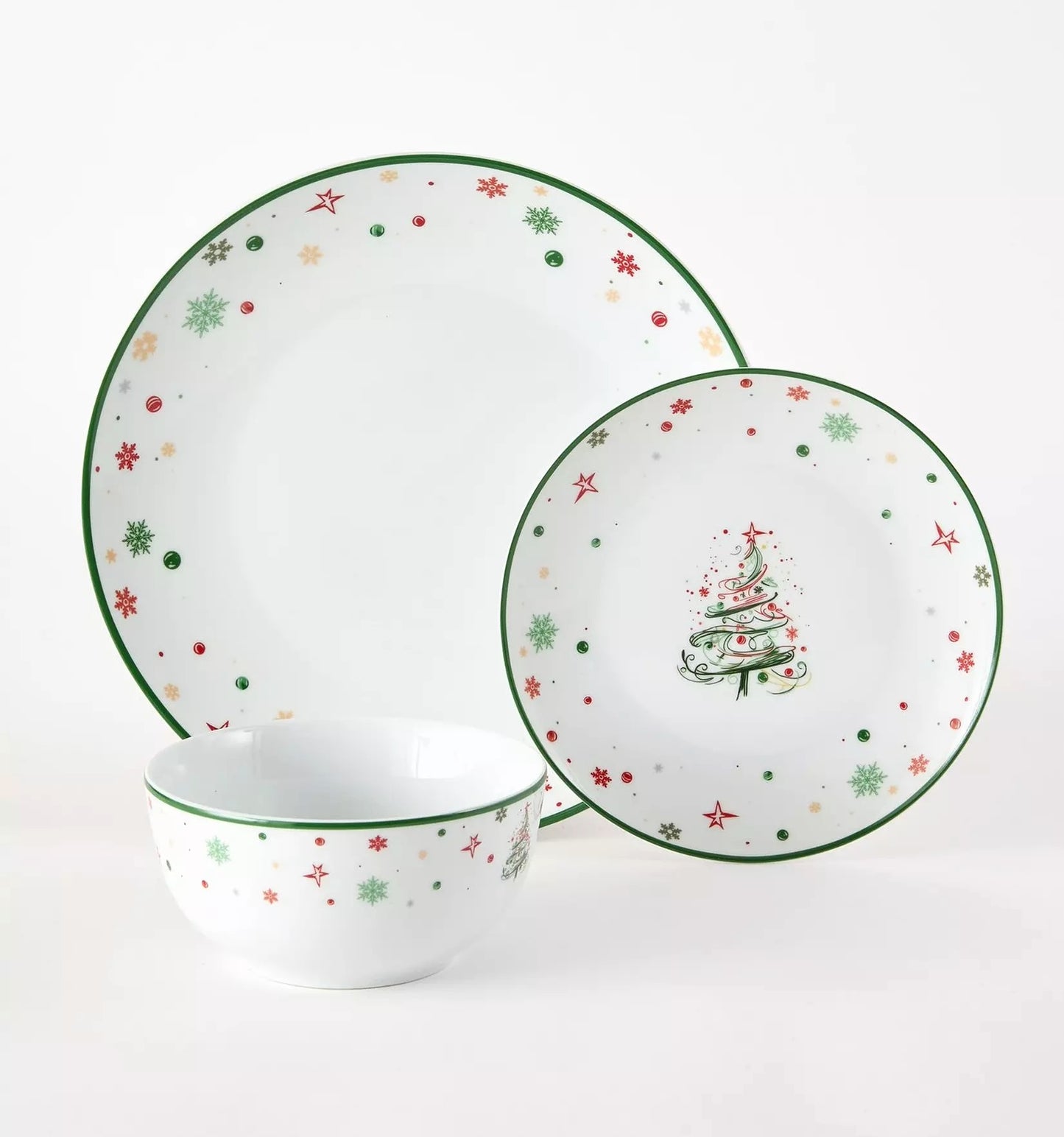 Xmas Tree Porcelain Dinner Set, 12 Pieces