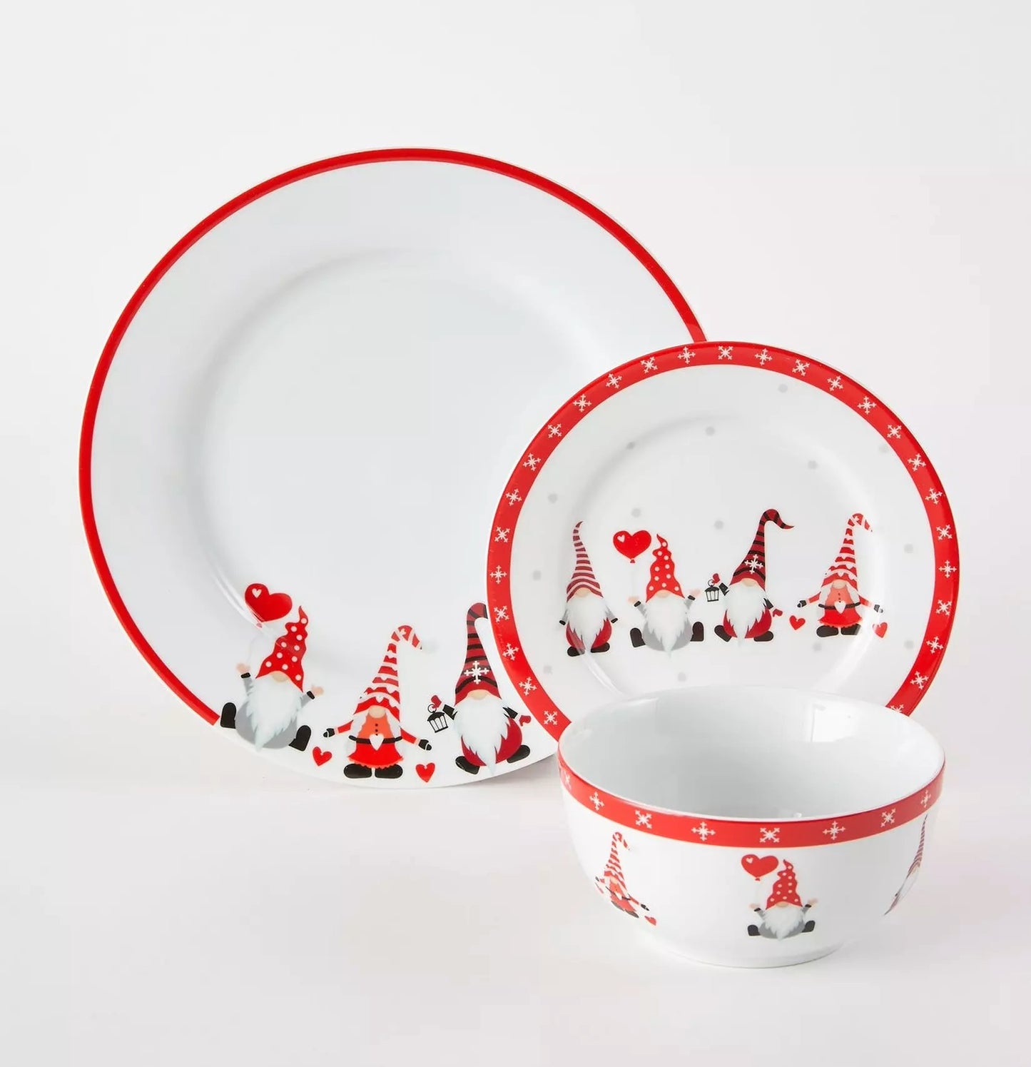 Nordic Gnome Porcelain Dinner Set, 12 Pieces
