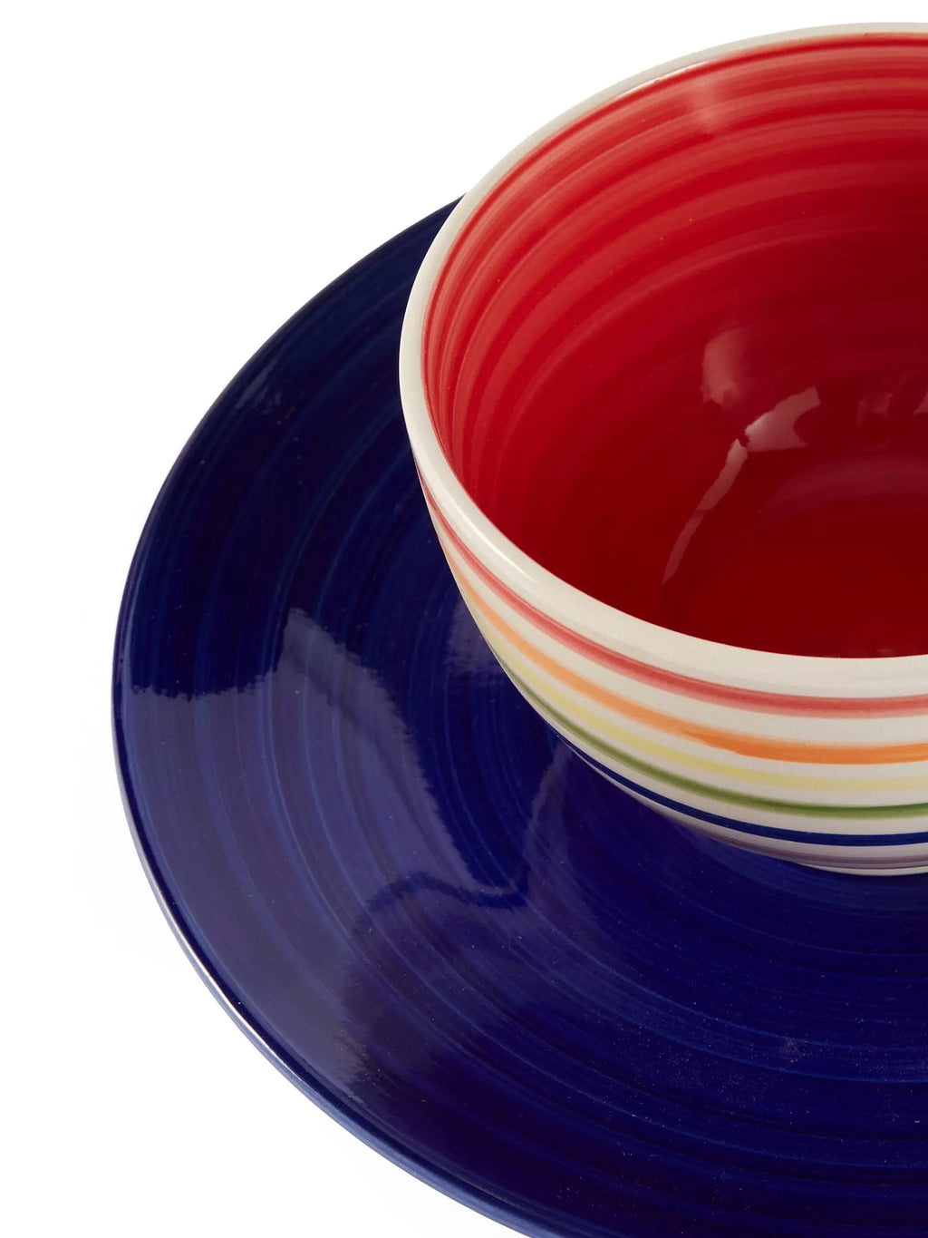 Waterside 24pc Spinwash Stripe Stoneware Dinnerware Set (video attached)
