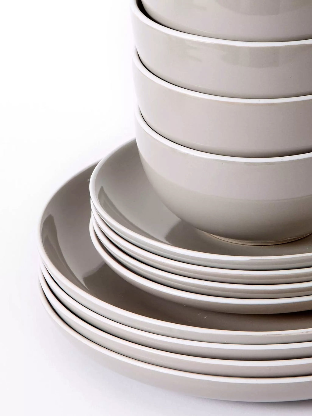 Waterside 12pc Grey Stoneware Dinnerware Set (video attached)