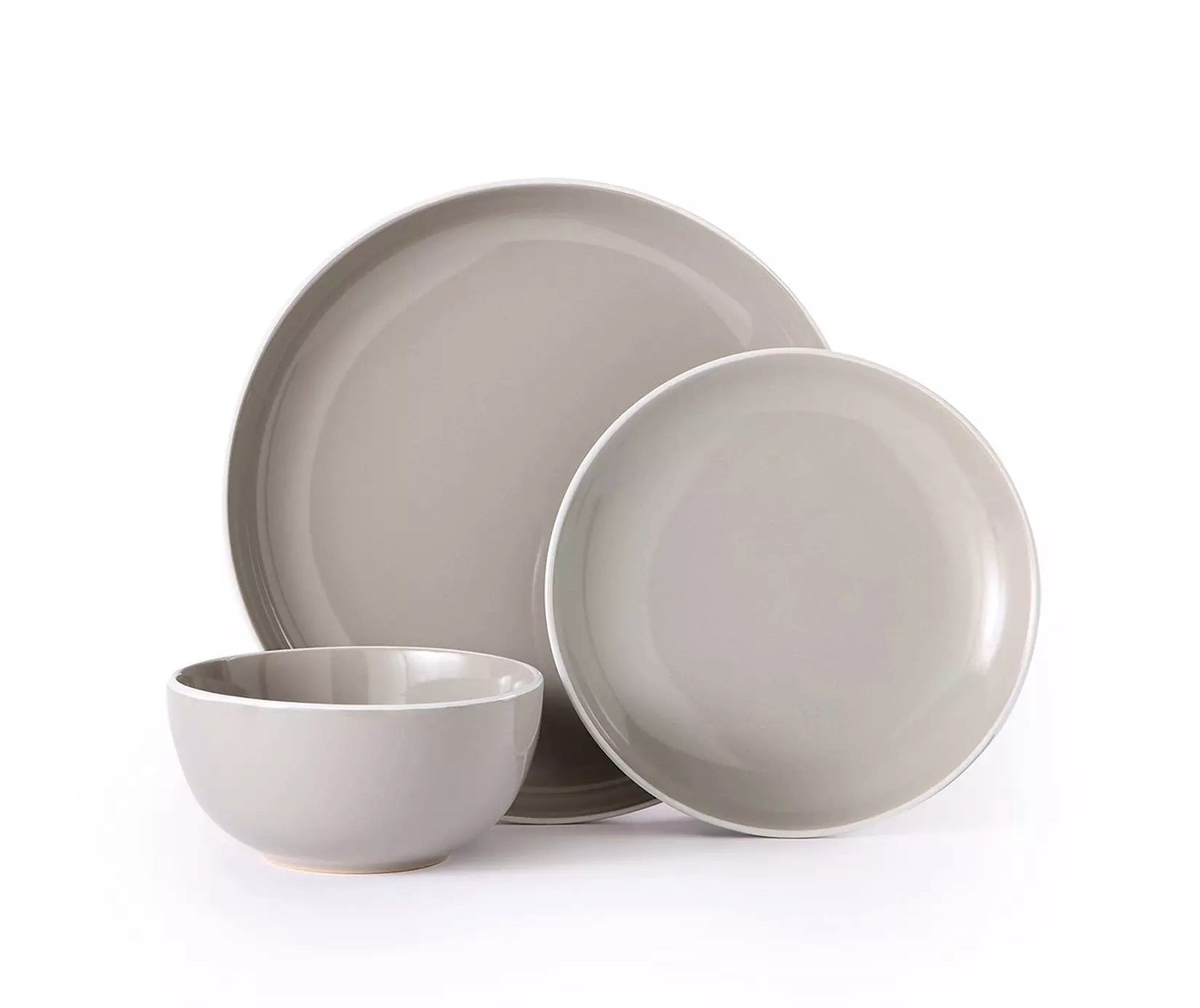 Waterside 12pc Grey Stoneware Dinnerware Set (video attached)
