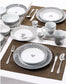 *** BLACK FRIDAY SPECIAL *** Grey Heart Combination Tableware Set; Porcelain, Placemats and Cutlery, 80 Pieces