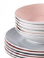 Spinwash Pink & Grey Porcelain Dinnerware Set, 24 Pieces