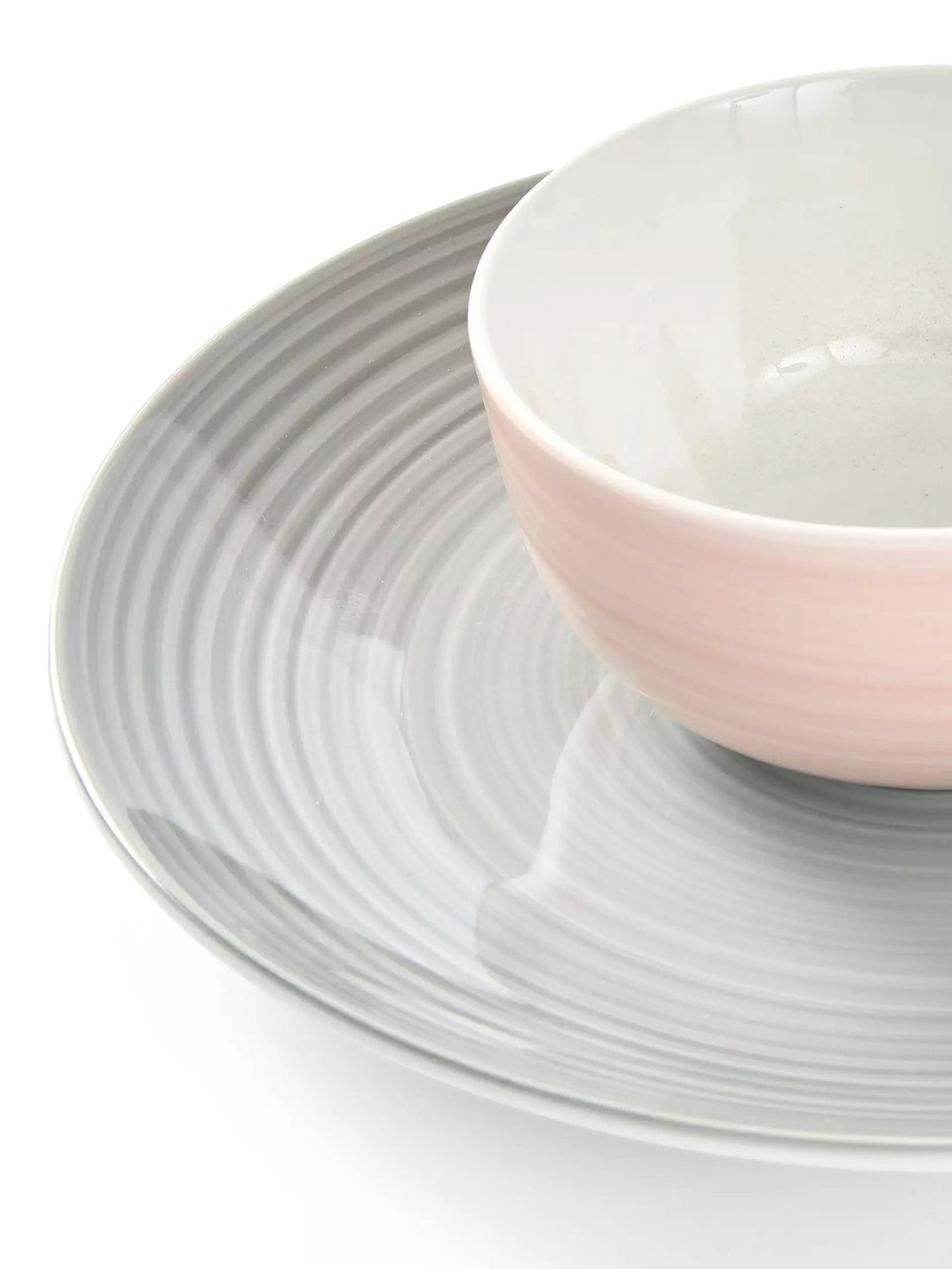 Spinwash Pink & Grey Porcelain Dinnerware Set, 24 Pieces