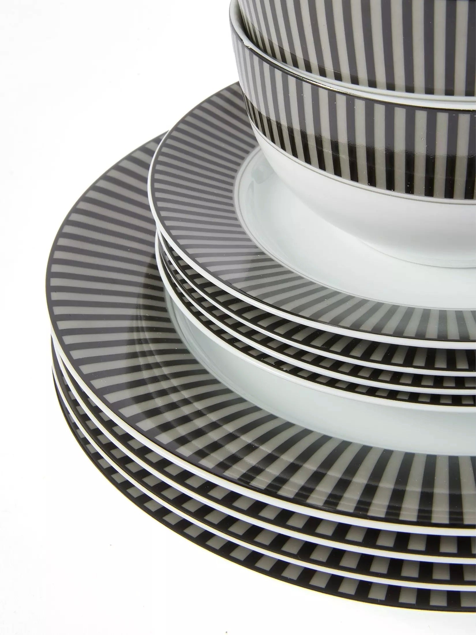 Waterside 12pc Black Stripe Porcelain Dinnerware Set (video attached)