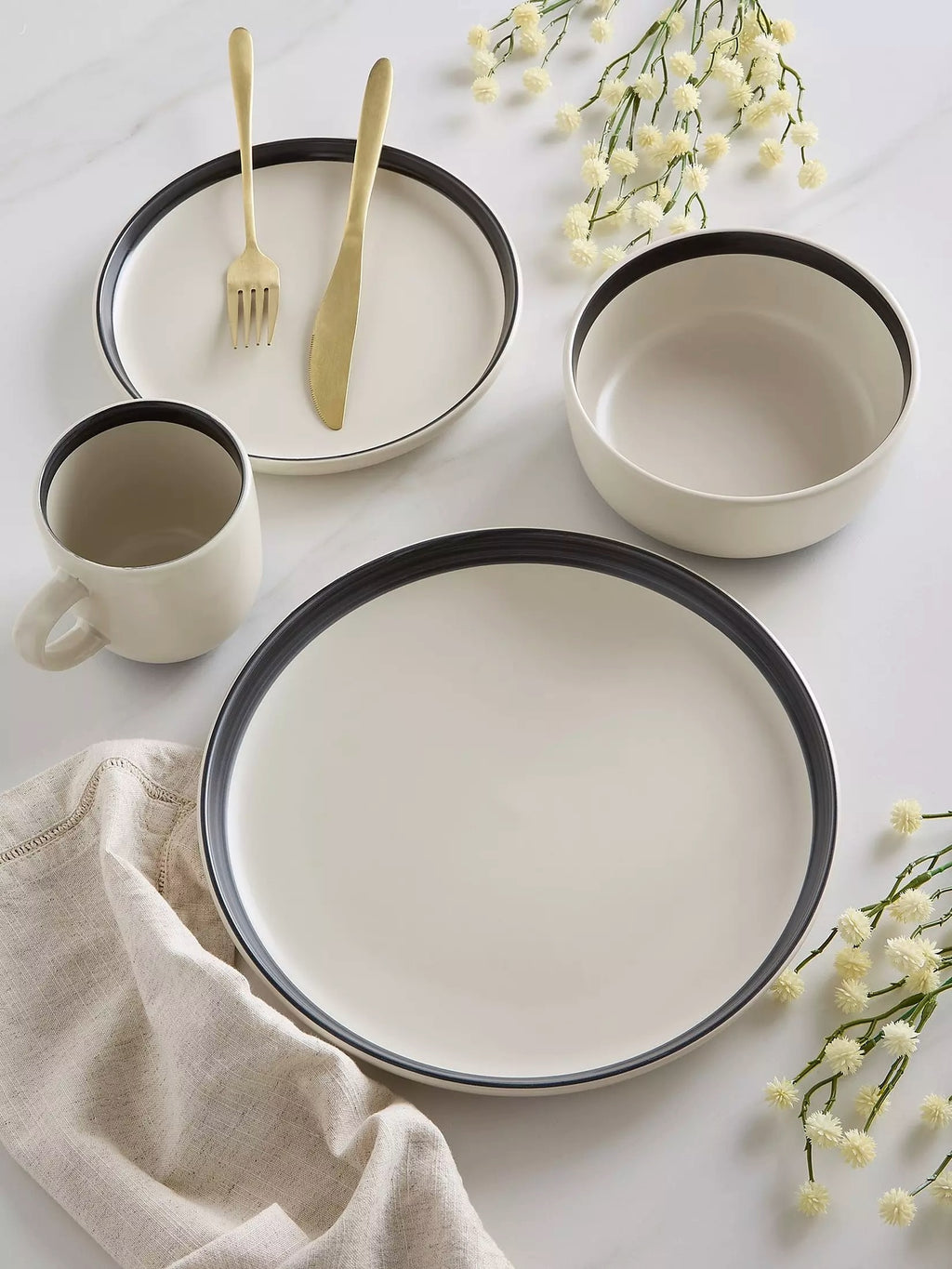 Waterside 16pc Hand Brush Stoneware Dinnerware Set (video attached)