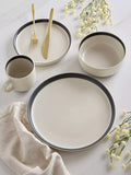Waterside 16pc Hand Brush Stoneware Dinnerware Set (video attached)
