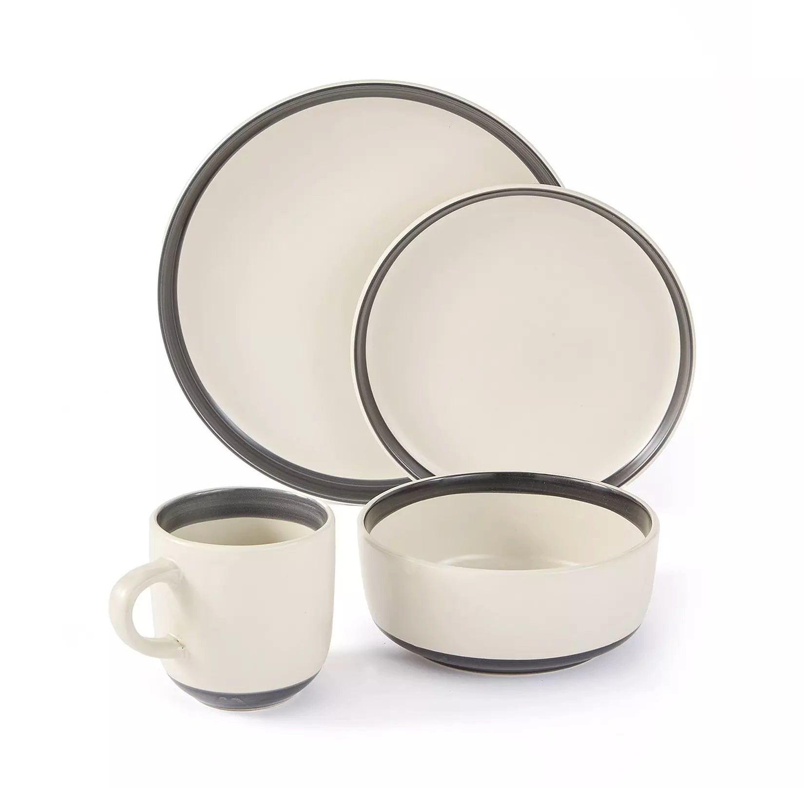 Waterside 16pc Hand Brush Stoneware Dinnerware Set (video attached)