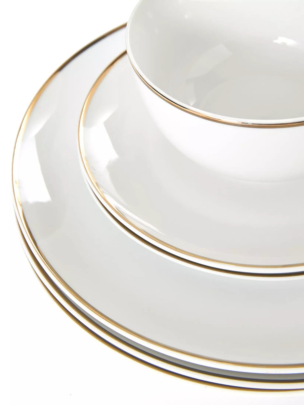 Waterside GOLD Rim Porcelain Dinner Set, 12 Pieces