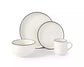 Stackable White with Black Rim Porcelain Dinner Set, 16 Pieces