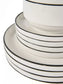 Stackable White with Black Rim Porcelain Dinner Set, 16 Pieces