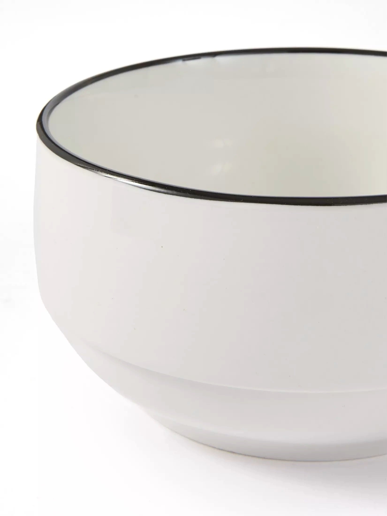 Waterside 16pc Stackable White with Black Rim Porcelain Dinner Set (video included)