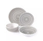 White Pad Print Stoneware Dinner Set, 16 Pieces