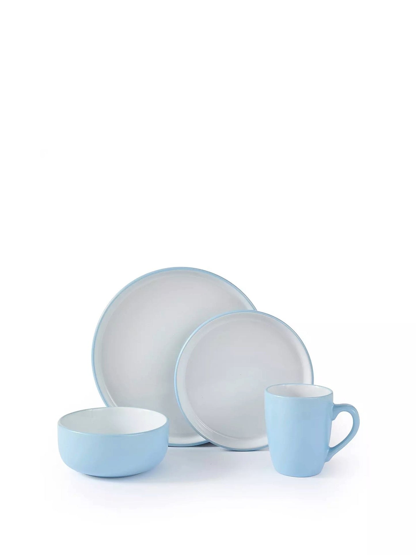 Blue Pastel Stoneware Dinner Set, 16 Pieces